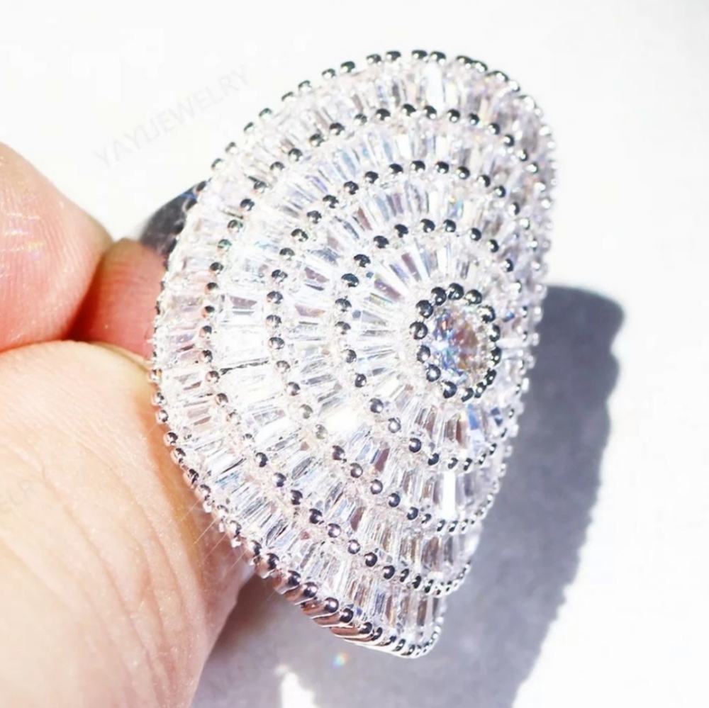 🍁🍂New 🎃21 CT 925 Silver Princess Cut Diamonds Ring - Picture 5 of 6